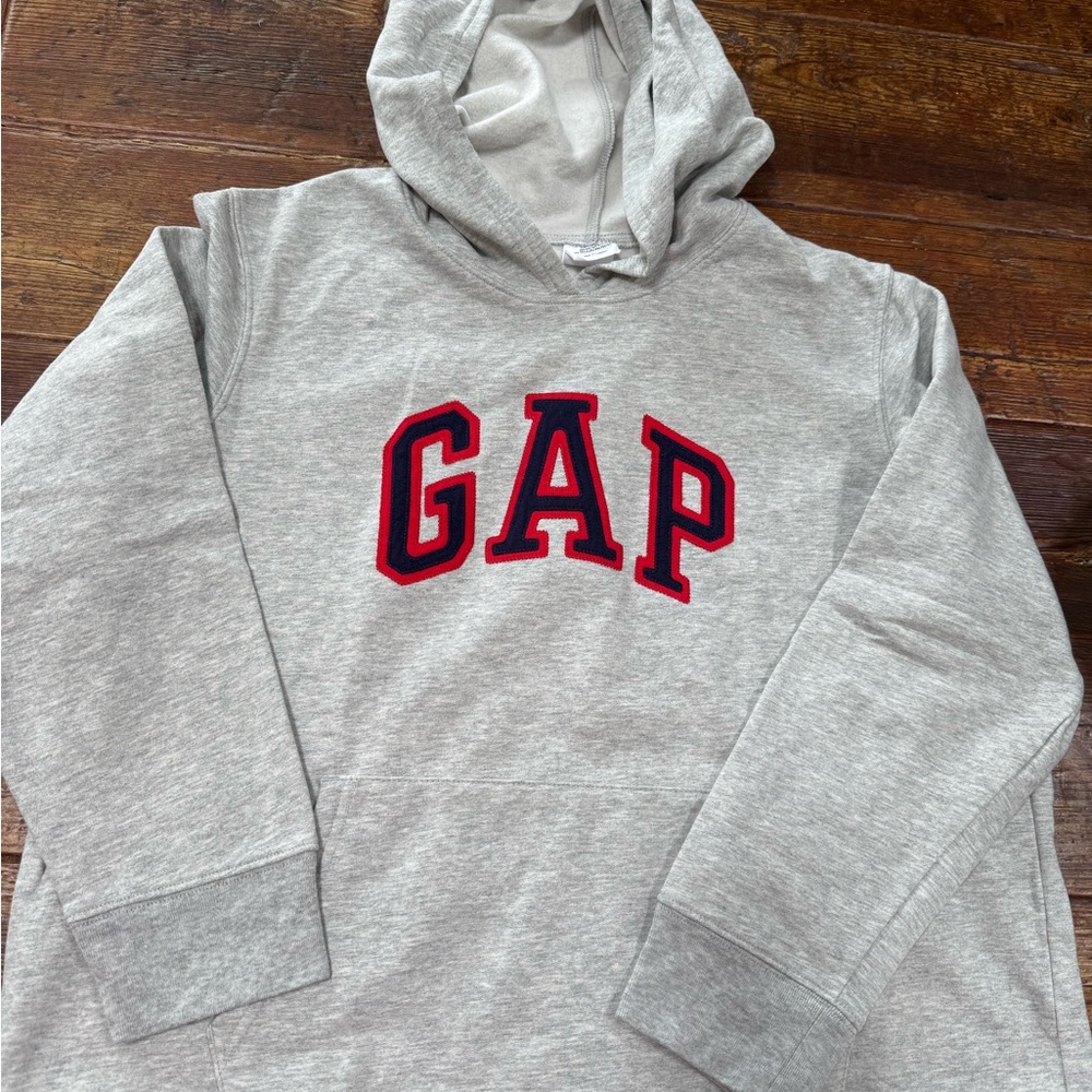 GAP Classic Grey Hoodie with Red & Navy Logo women’s size xl worn once if